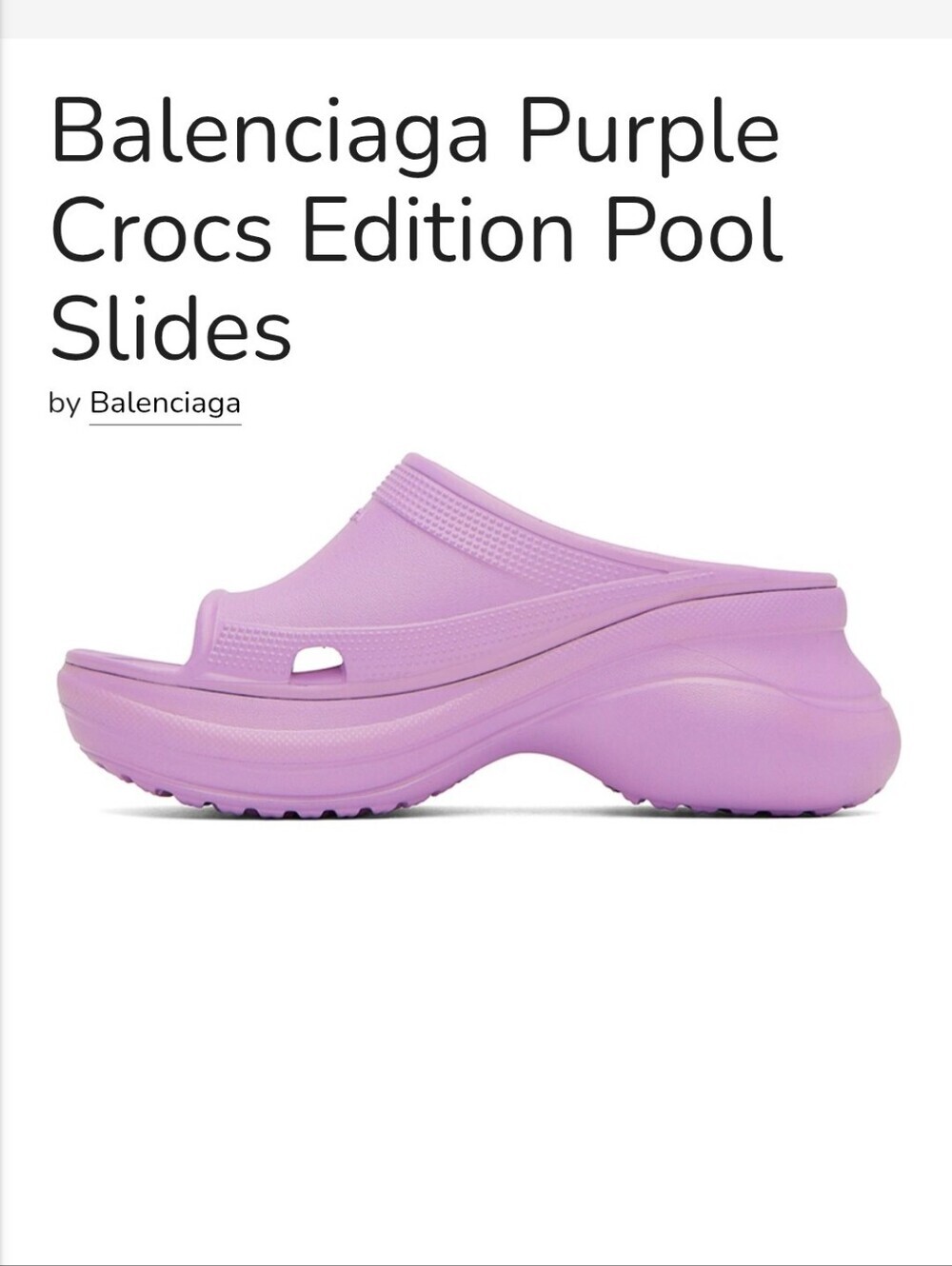NWT Balenciaga X Crocs Purple Pool Slide Sandals US Sz 10 (41) - Picture 3 of 8